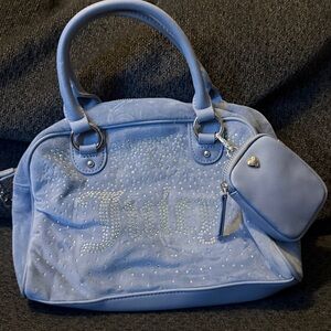 Juicy Couture Light Blue Handbag with Sparkling Logo used